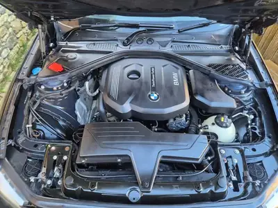 Engine bay steam clean in progress with Karcher equipment